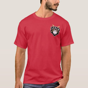 T-shirt Logo de l'entraîneur de baseball ⚾ en rouge et noi