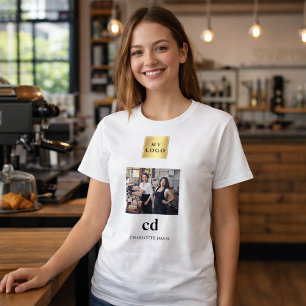 T-shirt Logo de monogramme de nom de photo d'entreprise