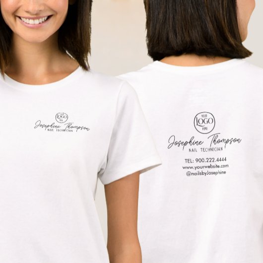 T-shirt Logo de salon de manucure noir écriture moderne