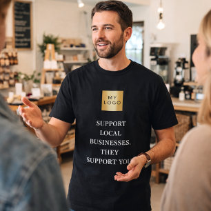 T-shirt Logo de soutien noir local entreprise slogan