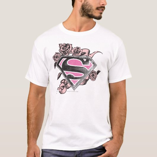 T-shirt Logo de Supergirl avec des roses (Devant)