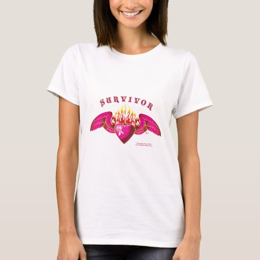 T-shirt Logo de survivant de cancer du sein (Devant)