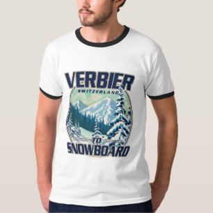 T-shirt Logo de Voyage en Snowboard à Verbier Suisse