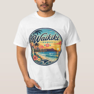 T-shirt Logo de voyage rétro Waikīkī Hawaï