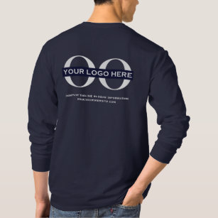 T-shirt Logo d'entreprise Marine Bleu Long Manche