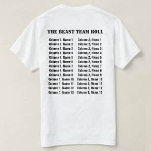 T-shirt Logo d'équipe personnalisable et liste des membres