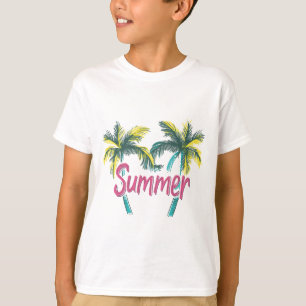 T-shirt Logo d'été - Palmiers d'été avec Vibes tropicales