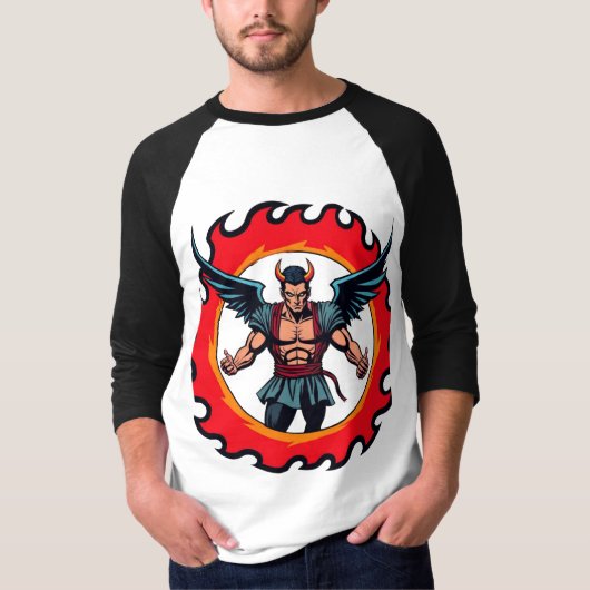 T-shirt Logo Devil Angel Esports - Fiery Conqueror Design (Devant)