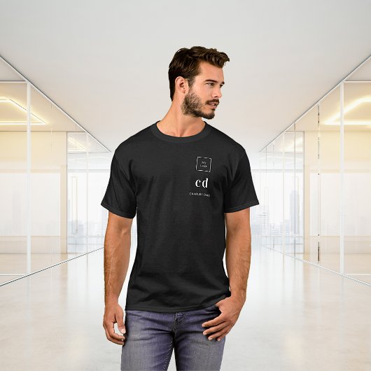 T-shirt Logo du nom de monogramme noir blanc entreprise
