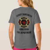 T-shirt Logo du service d'incendie Badge noir et or (Dos)