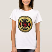 T-shirt Logo du service d'incendie Badge noir et or (Devant)