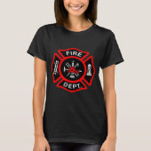 T-shirt Logo du service d'incendie Badge noir et rouge (Devant)