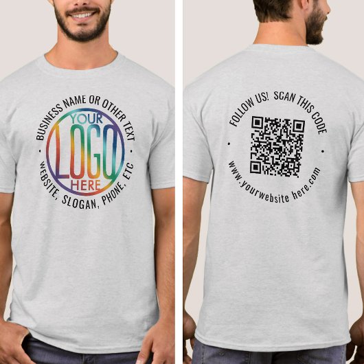 T-shirt Logo et code QR personnalisés avant arrière