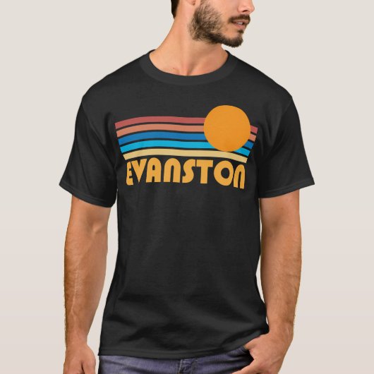 T-shirt Logo Evanston Retro Sunset (Devant)