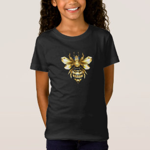T-Shirt Logo Faux Gold Foil Bee Polygonal sur Noir