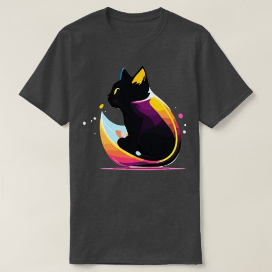 T-shirt Logo graphique de l'Emblème Feline Joueur avec cou (Design devant)
