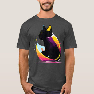 T-shirt Logo graphique de l'Emblème Feline Joueur avec cou