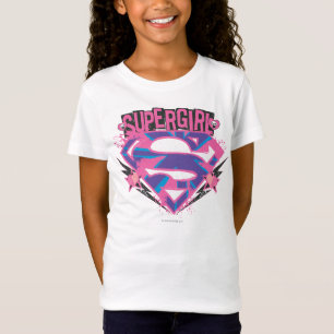 T-Shirt Logo grunge rose et pourpre de Supergirl