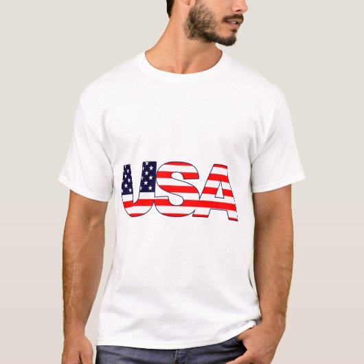 T-shirt Logo initiales USA avec drapeau américain (Devant)