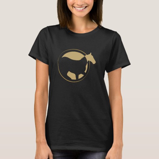 T-shirt Logo moderne de cercle de cheval d'or (Devant)