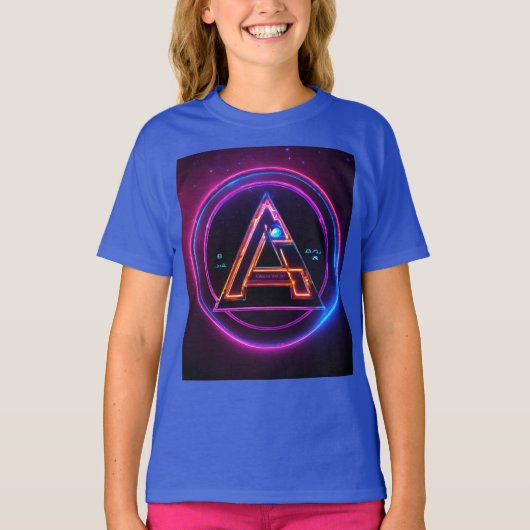T-shirt Logo Neon Digital World avec la lettre "A" (Devant)