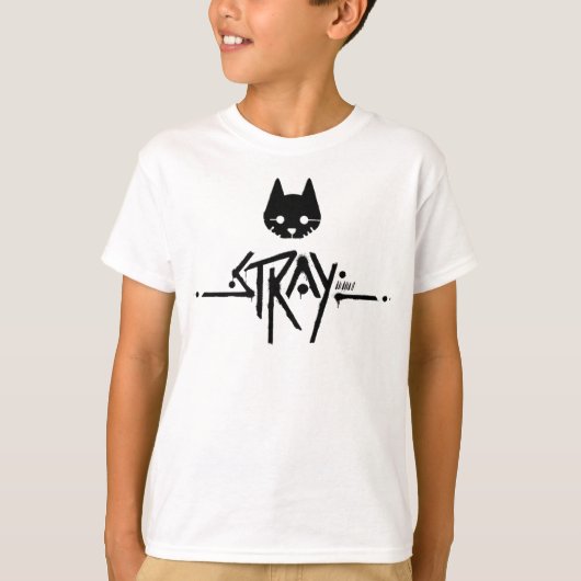T-shirt Logo noir chat Stray (Devant)