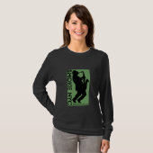 T-shirt Logo noir des dames LS - customisé (Devant entier)