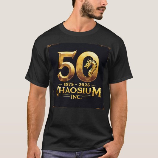 T-shirt Logo officiel du 50e anniversaire du Chaosium (Devant)