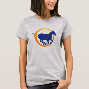 T-shirt Logo orange bleu moderne de cercle de cheval