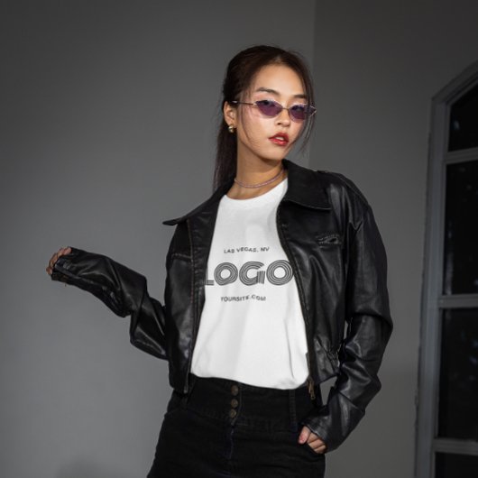 T-shirt Logo rectangulaire moderne blanc et noir