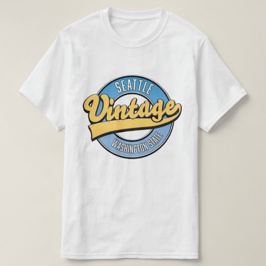 T-shirt Logo rétro de Seattle, État de Washington. (Design devant)