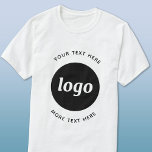 T-shirt Logo Simple Avec Entreprise Texte<br><div class="desc">Ajoutez votre propre logo et le choix du texte à cette conception. Supprimez le texte supérieur ou inférieur si vous préférez. Minimaliste et professionnel. Idéal pour l'image de marque des employés ou comme produit promotionnel pour vos clients et clients.</div>