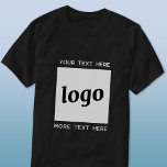 T-shirt Logo Simple Avec Entreprise Texte<br><div class="desc">Ajoutez votre propre logo et le choix du texte à ce design d'entreprise unisexe. Supprimez le texte supérieur ou inférieur si vous préférez. Minimaliste et professionnel. Idéal pour l'image de marque ou les uniformes des employés,  ou comme produit promotionnel pour vos clients et clients.</div>