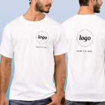T-shirt Logo simple et texte Business Crest and Back<br><div class="desc">Logo simple et t-shirt d'affaires en texte personnalisé avec le même logo et le même texte sur la crête à l'avant et à l'arrière. Remplacez le logo et le texte par le vôtre pour customiser. Portez-les vous-même, donnez-les à vos employés et collègues pour qu'ils portent l'uniforme d'entreprise, vendez-les à vos...</div>