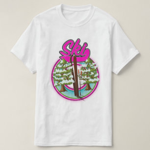 T-shirt logo ski vintage rose