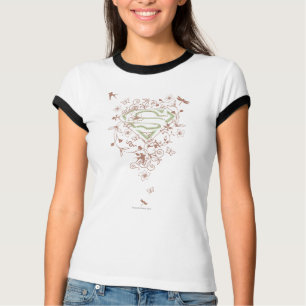 T-shirt Logo Supergirl Green Floral