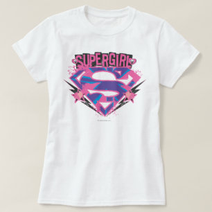 T-shirt Logo Supergirl rose et violet Grunge