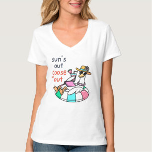 T-shirt L'Oie Est De Sortie Drôle Canard D'été Amusant