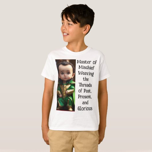 T-shirt Loki : Graphisme passé, présent et glorieux (Devant entier)