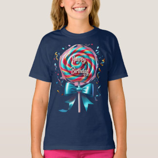 T-shirt Lollipop avec Bow Turquoise et Streamers