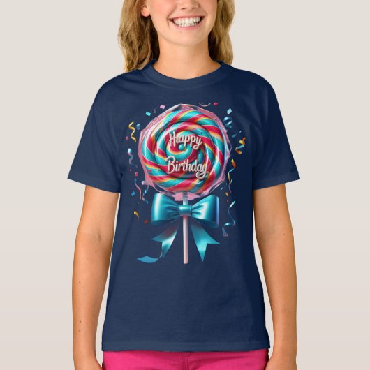 T-shirt Lollipop avec Bow Turquoise et Streamers (Devant)