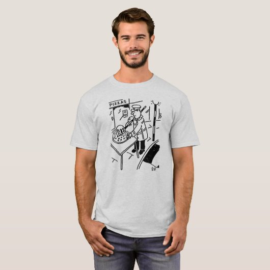 T-shirt Lollipop Man tranche une pizza en utilisant sa Lol (Devant entier)