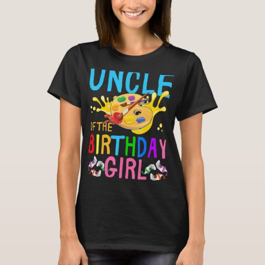 T-shirt L'Oncle De L'Anniversaire Fille Painting Party Cor (Devant)