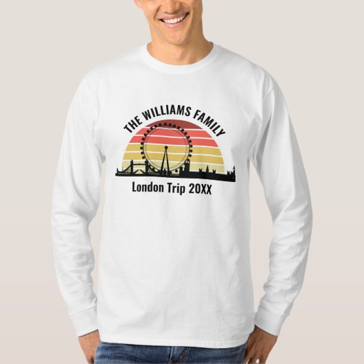 T-shirt London England Sunset Customized Long Sleeve (Devant)