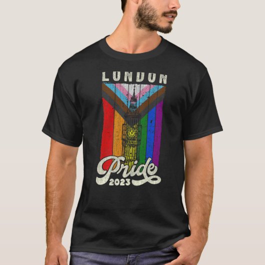 T-shirt London Pride 2023 Big Ben Progress Pride Indicateu (Devant)
