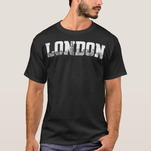 T-shirt Londres Angleterre Royaume-Uni Skyline Black & Whi (Devant)