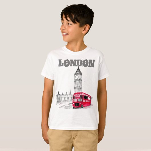 T-shirt Londres Black Modern Boys Angleterre Royaume-Uni (Devant entier)