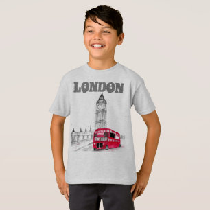 T-shirt Londres Black Modern Boys Angleterre Royaume-Uni