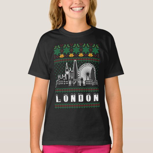 T-shirt Londres Royaume-Uni Vilain Noël (Devant)