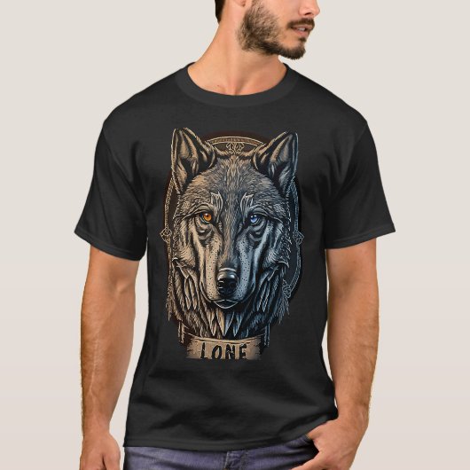 T-shirt Lone Wolf Moon Howling Wolf Pack Head Wolves Howli (Devant)